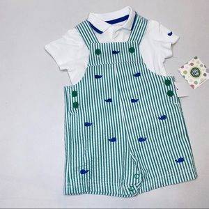 Little Me- Baby Outfits Woven Overall with Polos